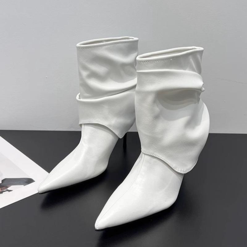 Women High Heels Ankle Boots Fashion Pointed Toe Leather Shoes Brand Designer New Winter 2025 Trend Goth Chelsea Botas Mujer