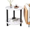 Donzhu Double-Layer White Marble Sofa Side Table
