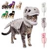 Costume Scheletro Dinosauro Tridimensionale per Animali Domestici, Abbigliamento 3D Luminescente al Buio, Cappello Morbido Peluche di Dinosauro per Cani Gatti di Halloween, Cosplay Festività