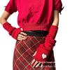Xiano Fingerless Christmas Arm Warmers - Red Wool Knitted Gloves for New Year