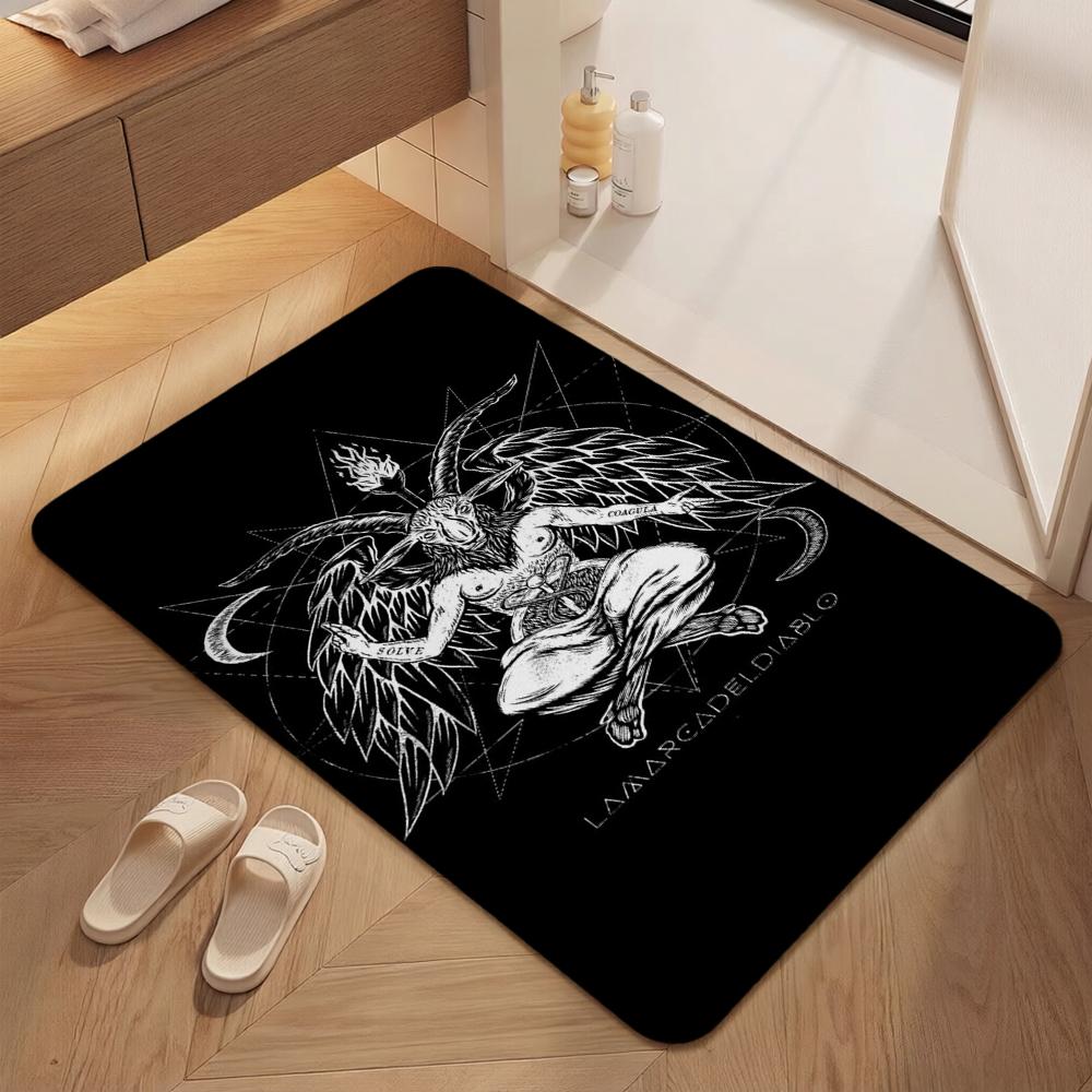 Dark Occult Baphomet Pentagram Art Indoor Rug Thick Nonslip Carpet For Hallway Doorway Kitchen Home Decor Birthday Gift