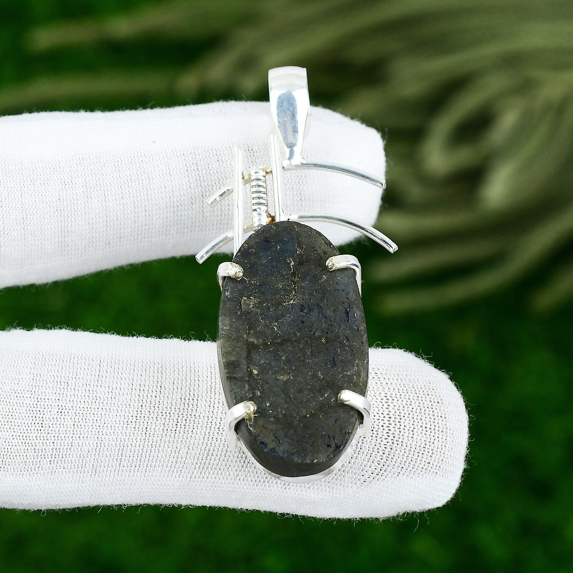 

Oval Natural Labradorite Rough Sterling Silver Third Eye Chakra Pendant Jewelry