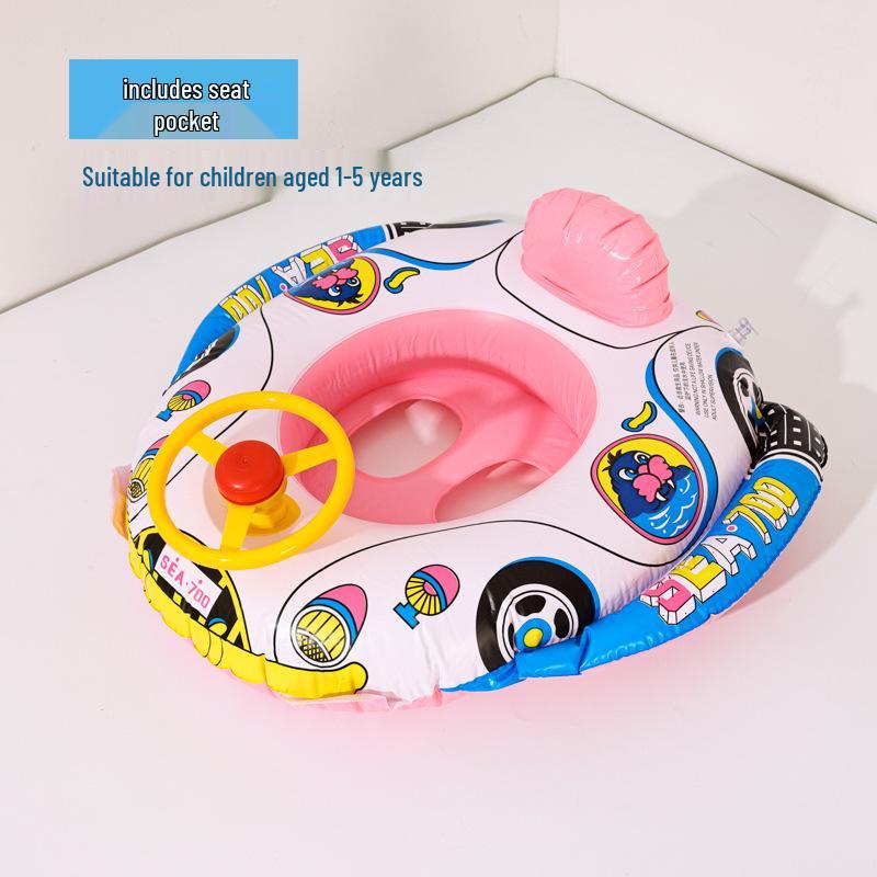 Cartoon Steering Wheel Baby Swimming Seat Ring: Anti-Rollover Underarm Float for Infants and Toddlers