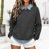 Women's Casual Color Long Sleeve Loose Fit Pullover Sweatshirt for Daily Wear