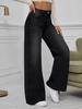 Women's Washed Black Denim Wide-Leg Jeans - Trendy, Loose, Straight, Casual Fashion