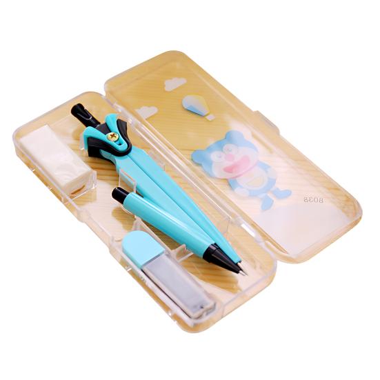 Students Compass Set with Lead Eraser Storage Box Math Learning Drawing Compass