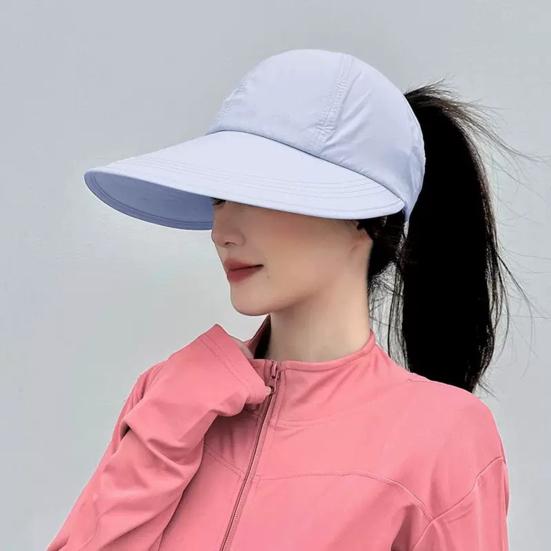 Summer Sun Hat, Wide Brim Sun Protection Hat for Women, UV Blocking Arc Shape Face Slimming Design Beach Travel Outdoor Cap