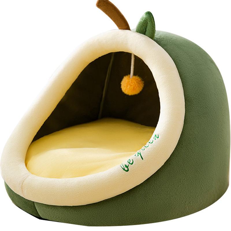 All-Season Avocado Pet Bed: Removable, Washable Shelter for Cats & Small Dogs