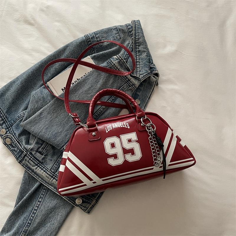 New Messenger Bag Women's Style Bowling Handbag Fashion Contrasting Color Polka Dot Casual Fashion Shoulder Bag