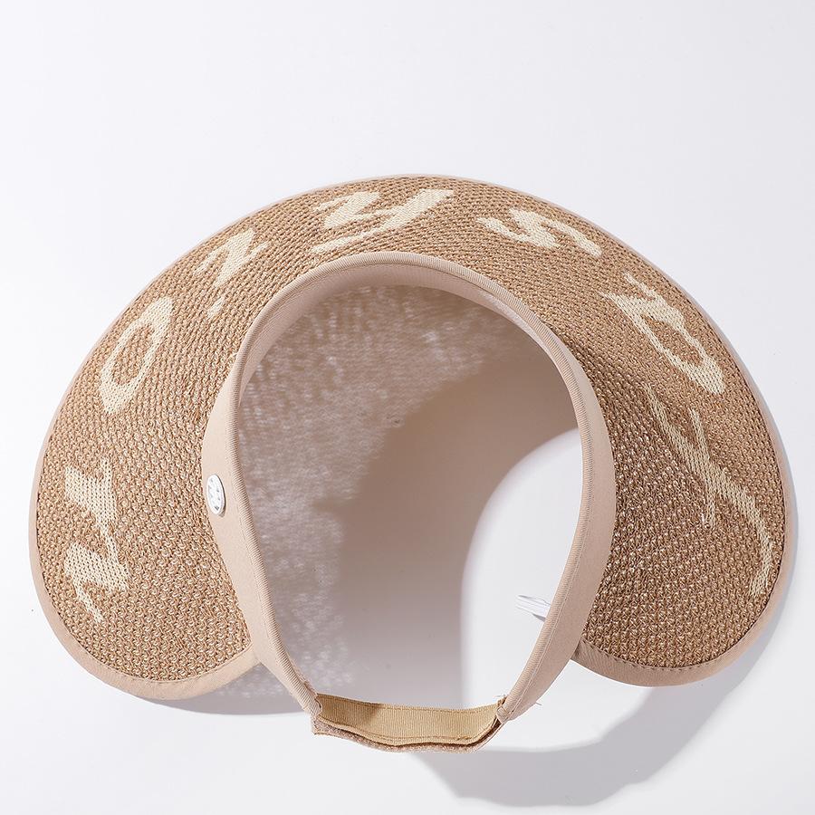 Style Hat Versatile Straw Woven Fashionable Beige Pink Women Sunshade Hatscaps