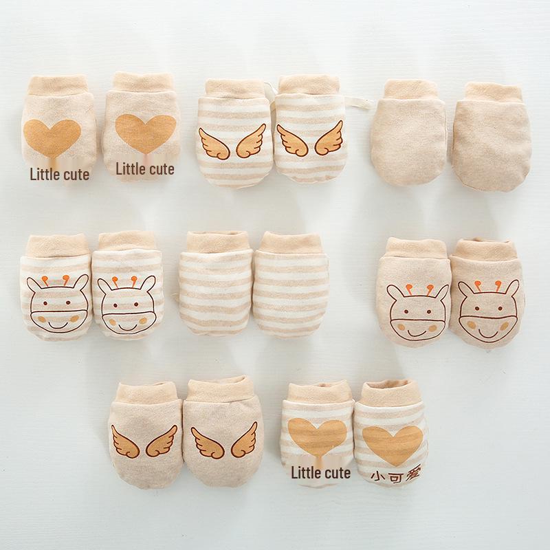 Chewable Cotton Baby Mittens: Anti-Scratch, Colorful, Drawstring Design for Newborns