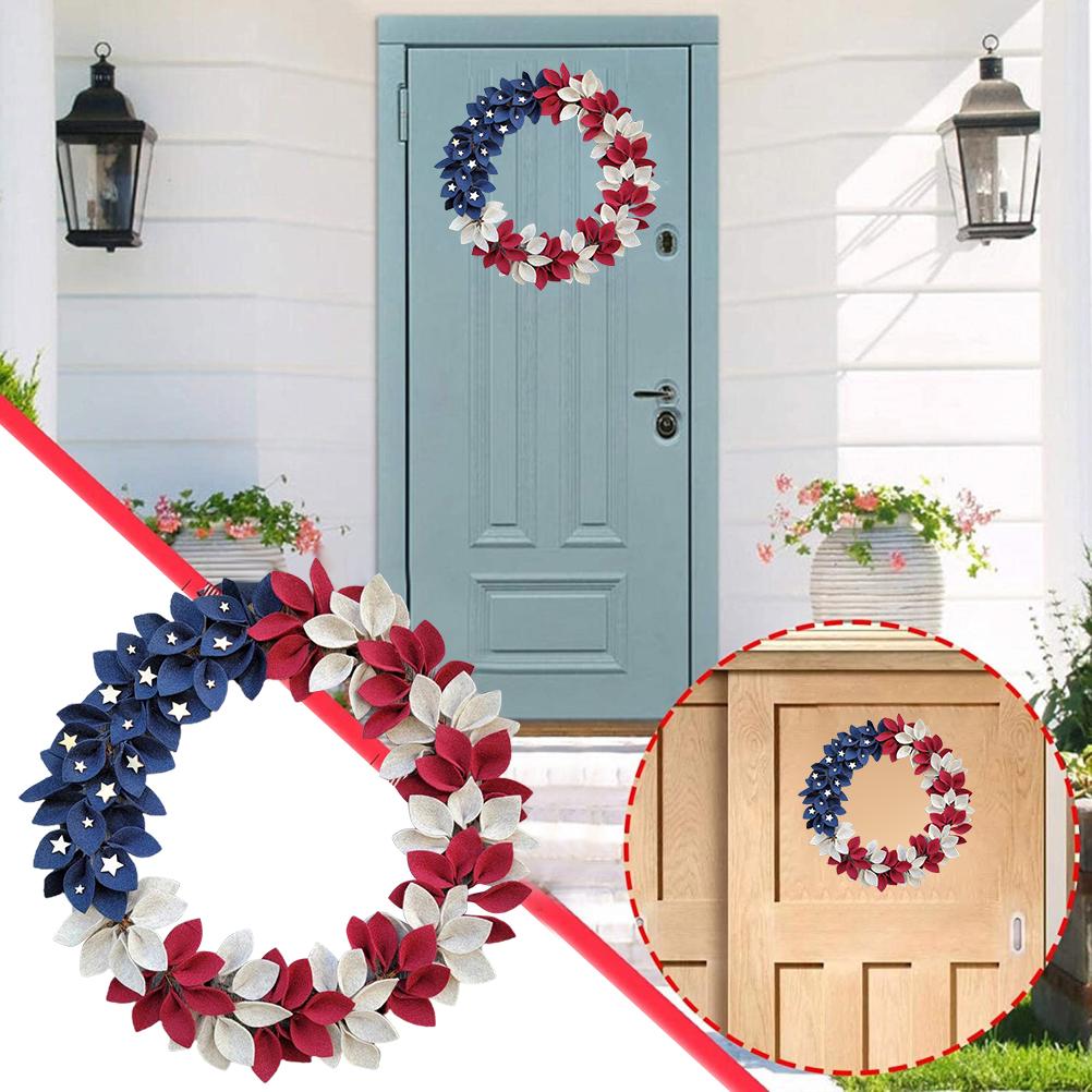Independence Day Wreath for Front Door America Flag Patriotic Wreath 4th of July Patriotic Garland Home Office Wall