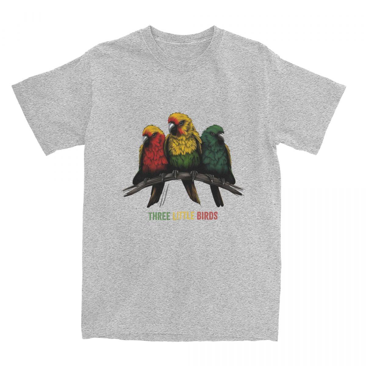 

Kawaii Three Little Birds Reggae T Shirt Men 100Cotton Short Sleeve Bob Marley Crewneck Summer Tops Shirts 4XL