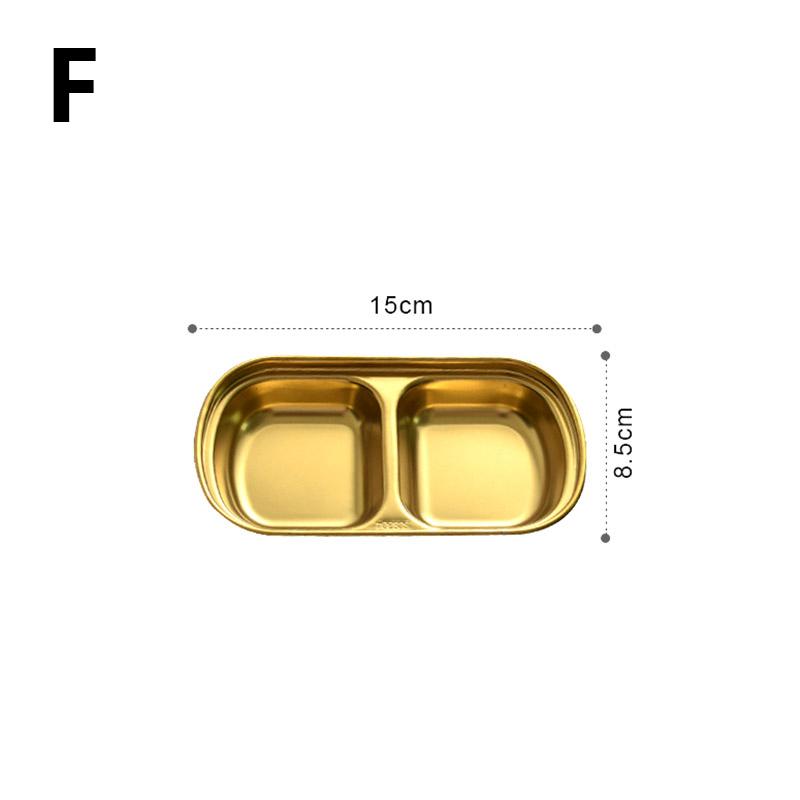 1PC Stainless Steel Tableware Barbecue Kitchen Supplies Dipping Dish Silver Seasoning Dish Vinegar Plate 1/2/3/4 Grids Gold