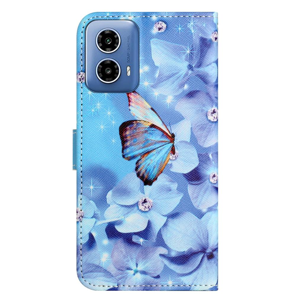 For Motorola Moto G45 5G/G34 5G Case 3D Crosshatch Phone Wallet Cover with Wrist Strap