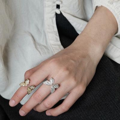 Natural Smart Butterfly Ring Women's Simple Small Mori Ring Opening Versatile Hand Jewelry