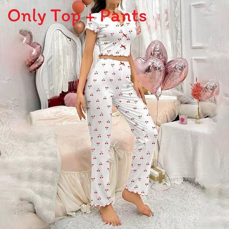 Romantic Heart Print Pajama Set For Women With Breathable Polyester Fabric For Casual Sleepwear And Lounging