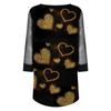 Women's Fashion Casual Long-sleeve V-neck Sexy Mesh Printing Stitching Dress
