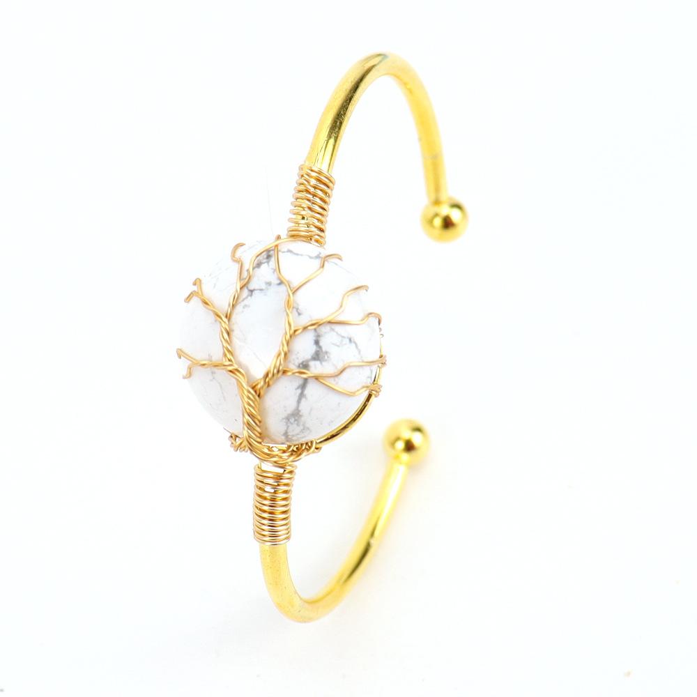 Handmade Copper Wire Winding Round Rough Stone Natural Crystal Bracelet Bracelet Bracelet B66