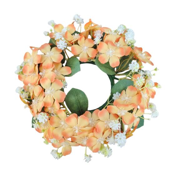 Umělý věnec na svíčku s divokými květy Malé květiny Držák na sloupovou svíčku pro venkovský styl Jarní svatba