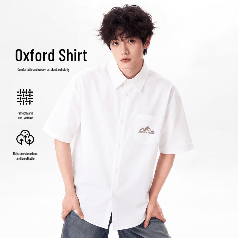 Xuezhongfei Men s Oxford Wrinkle-Free Short Sleeve Shirt 4XL