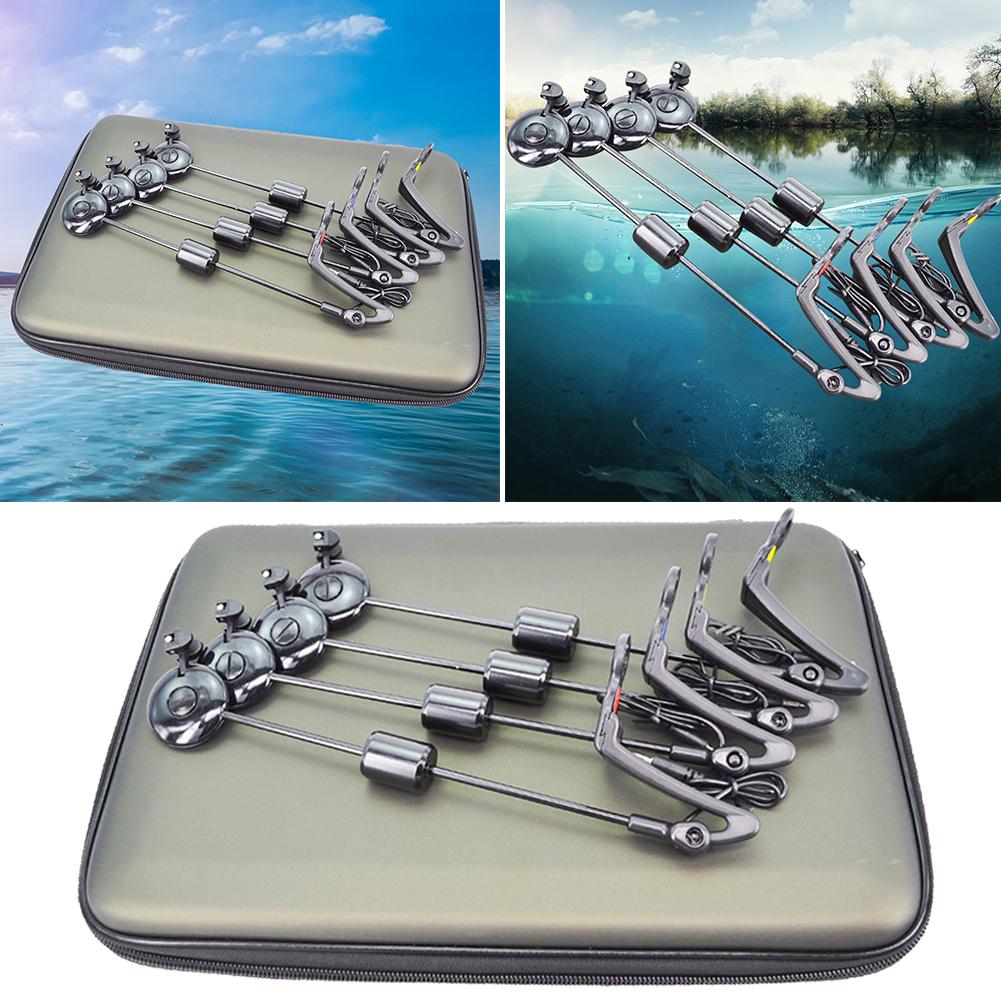 4Pcs Carp Fishing Bite Indicator ABS Illuminated Swingers Set LED Fishing Swing Signal Receiver Portable Carp Fishing Equipment
