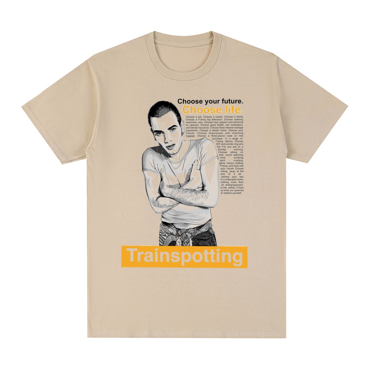 GUOYAN TOP Trainspotting Kies het Leven Design Brits populair Vintage T-shirt Katoen Heren T-shirt Nieuw T-shirt Dames Tops M