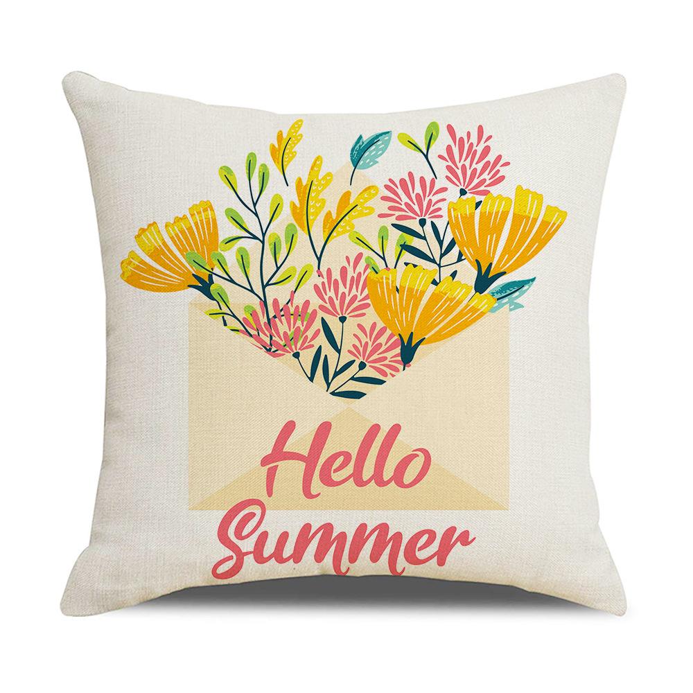 New Home Soft Furnishings Nordic Yellow Sunflower Sunflower Linen Printed Square Pillowcase
