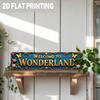 Vintage Welcome to Wonderland Metal Sign Floral Butterfly Design Blue Yellow Romantic Wall Decor for Home