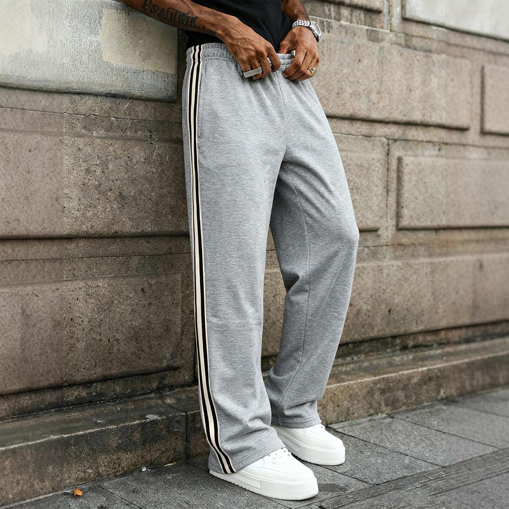 Men's Straight Leg Track Pants with Side Stripe Athletic Style for father day gifts and my orders Suitable for Daily Wear