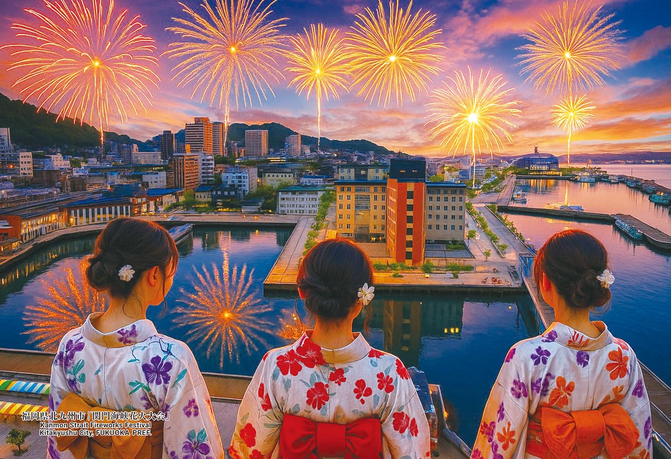 

Cuties in Jigsaw 99 Japanese Strait Fireworks Kitakyushu Fukuoka Prefecture with Glue and Sponge (Cuties) [Made Japan] 300-Piece Puzzle, Cities,