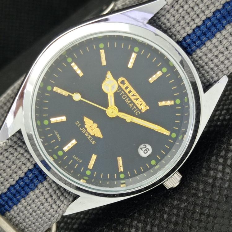 

ВОССТАНОВЛЕННЫЕ ВИНТАЖНЫЕ МУЖСКИЕ ЧАСЫ CITIZEN AUTO 8200 JAPAN DATE BLUE 608k-a317304-9 SKU608k-a317304