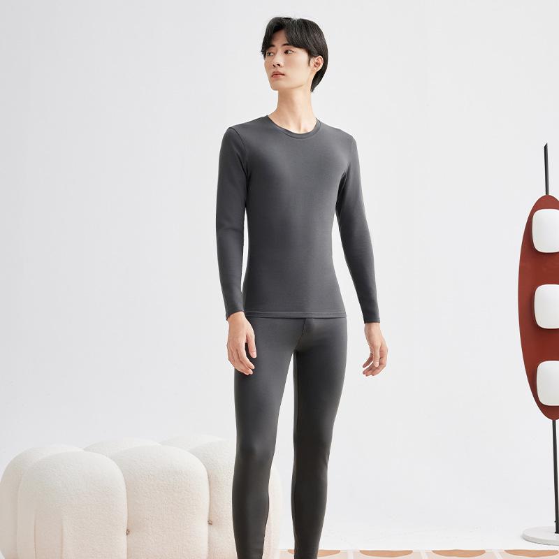 190g Warm Autumn/Winter Pure Cotton Base Layer: Men's & Women's Round Neck Pullover and Trousers Set