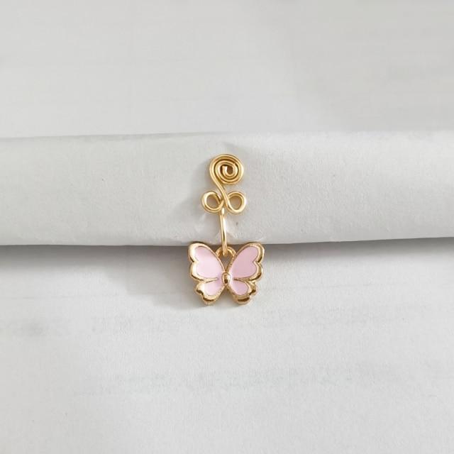 1Pc Goth motyl drut miedziany spirala fałszywy Piercing kolczyk w nosie Punk złoty kolor klip kolczyk w nosie klips do ucha mankiet biżuteria do ciała