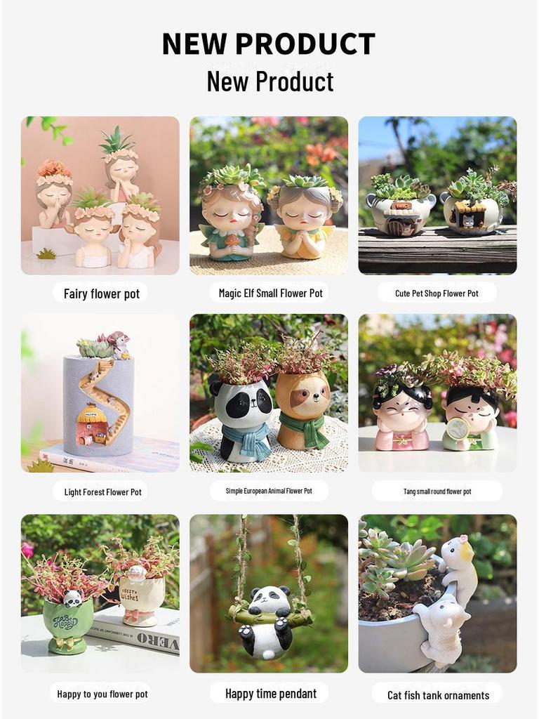 Cartoon Animal Resin Succulent Planter - Desktop, Garden, or Balcony Decor.