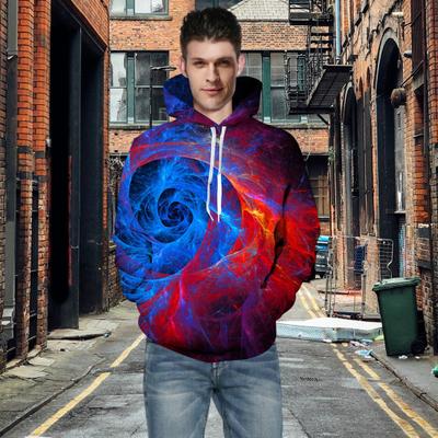 3D Print Hoodie Men Hooded Sweatshirt With Drawstring Casual Loose Thickened Pullover