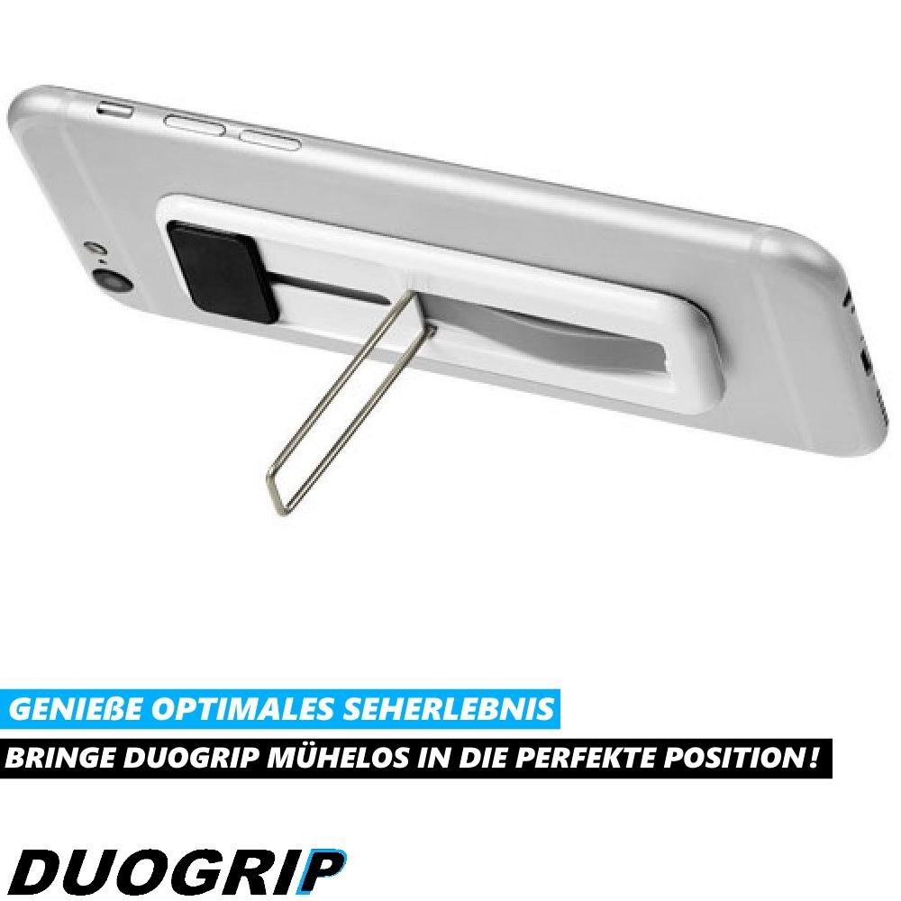 DUOGRIP Fingerhalter Handy Griff Ständer Halter Smartphone Handyständer weiß