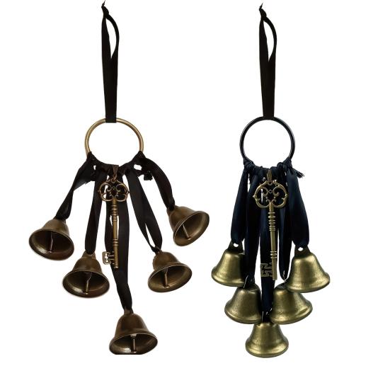Boho Wall Hanging Ornament Witch Bells for Door Knob Protection, Handmade Rustic Farmhouse Decor Hanger, Vintage Decorative Bell Home Room Witchy
