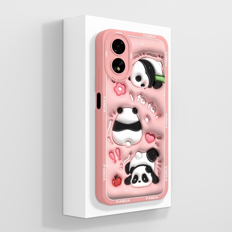 For Oppo A38 Case Oppo A18 Cover Cute Panda Soft Liquid Silicone Back Covers For Oppo A 38 4G Full Protection Phone Housing Capa