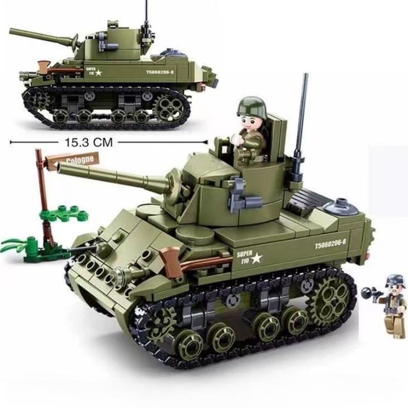 World War II Normandy Landing US Army M5 Stirling Tank Weapon Building Blocks Military Soldier Bricks Classic Model Kids Toys No BOX