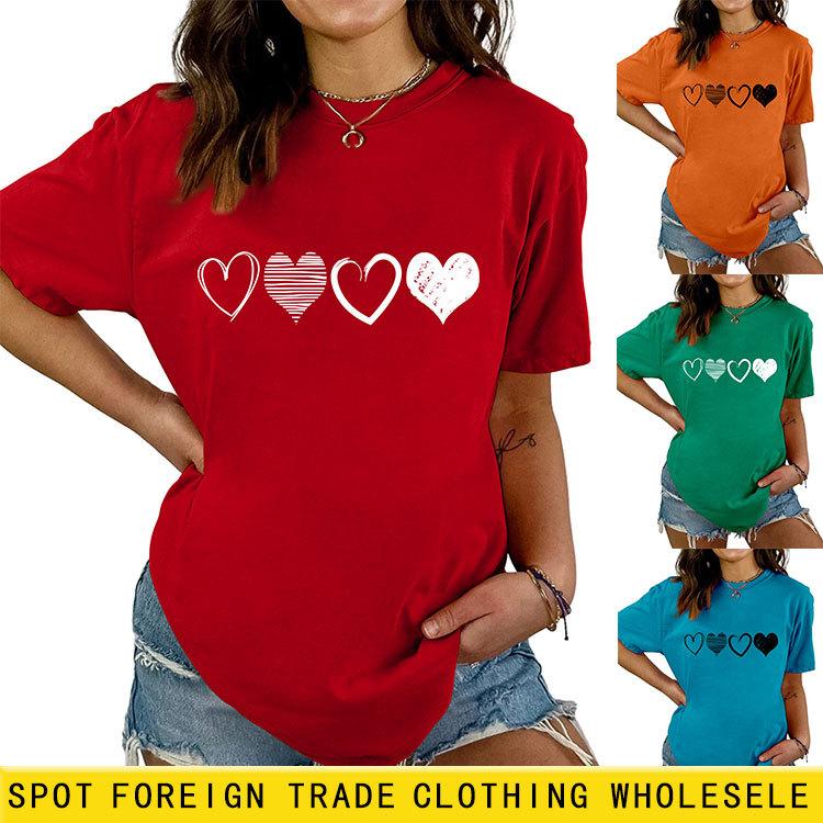 Fashion Trends Four Different Hollow-Out Love Women's Crew Neck Short Sleeve T-Shirts