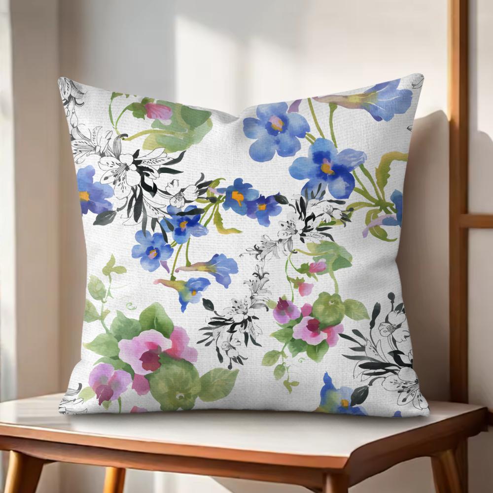 Minimalist Floral Art Cushion Cover Natural Linen Organic Fabric DoubleSided Printing Couch Pillow Covers Home Decor Gift