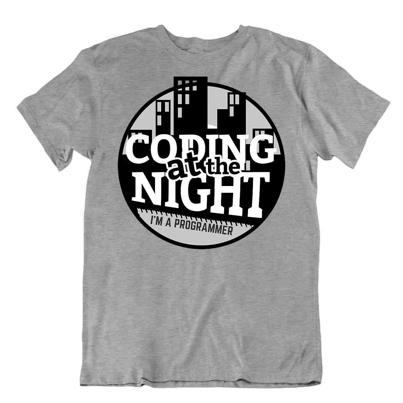 Programmer T-Shirt Coding At Night Tee Classic Look Shirt S
