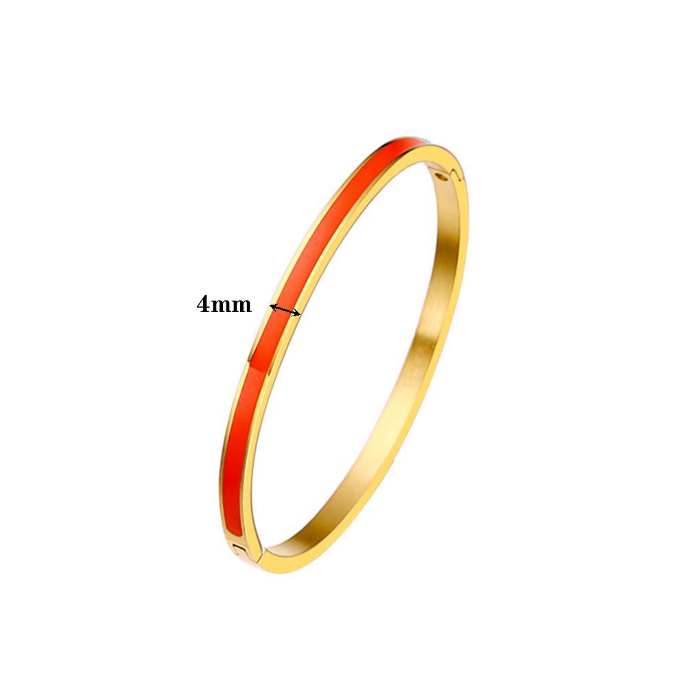 

6mm/4mm Classic Stainless Steel Enamel Art Open Bangle Bracelet for Women Party Gift Fashion Bangles Original Zircon Gift