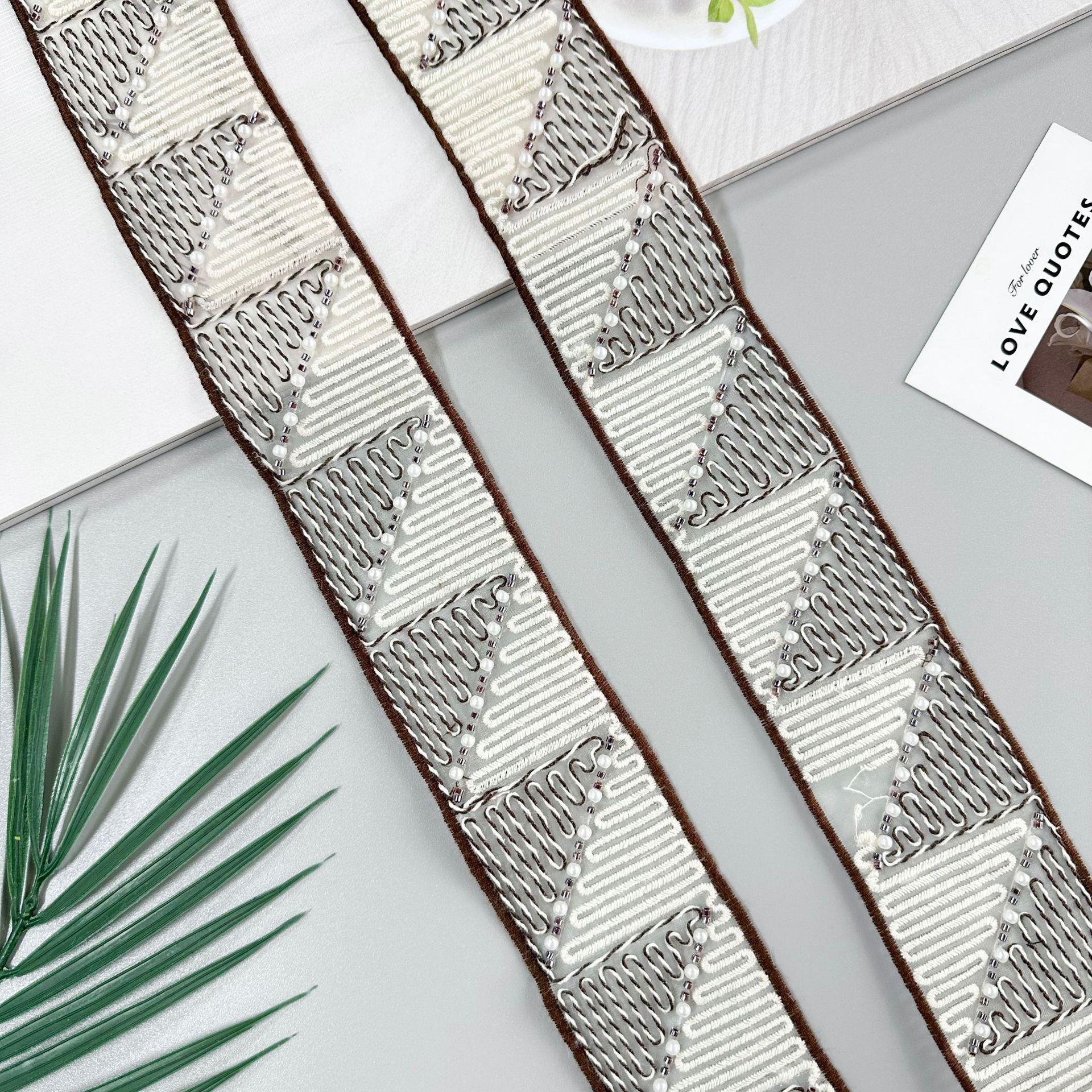 

5.5 см Вышивка бисером Штрих-код Этнический стиль Одежда Юбка Украшение талии Украшение окна Декор ремня Кружевные аксессуары T3187 brown one size