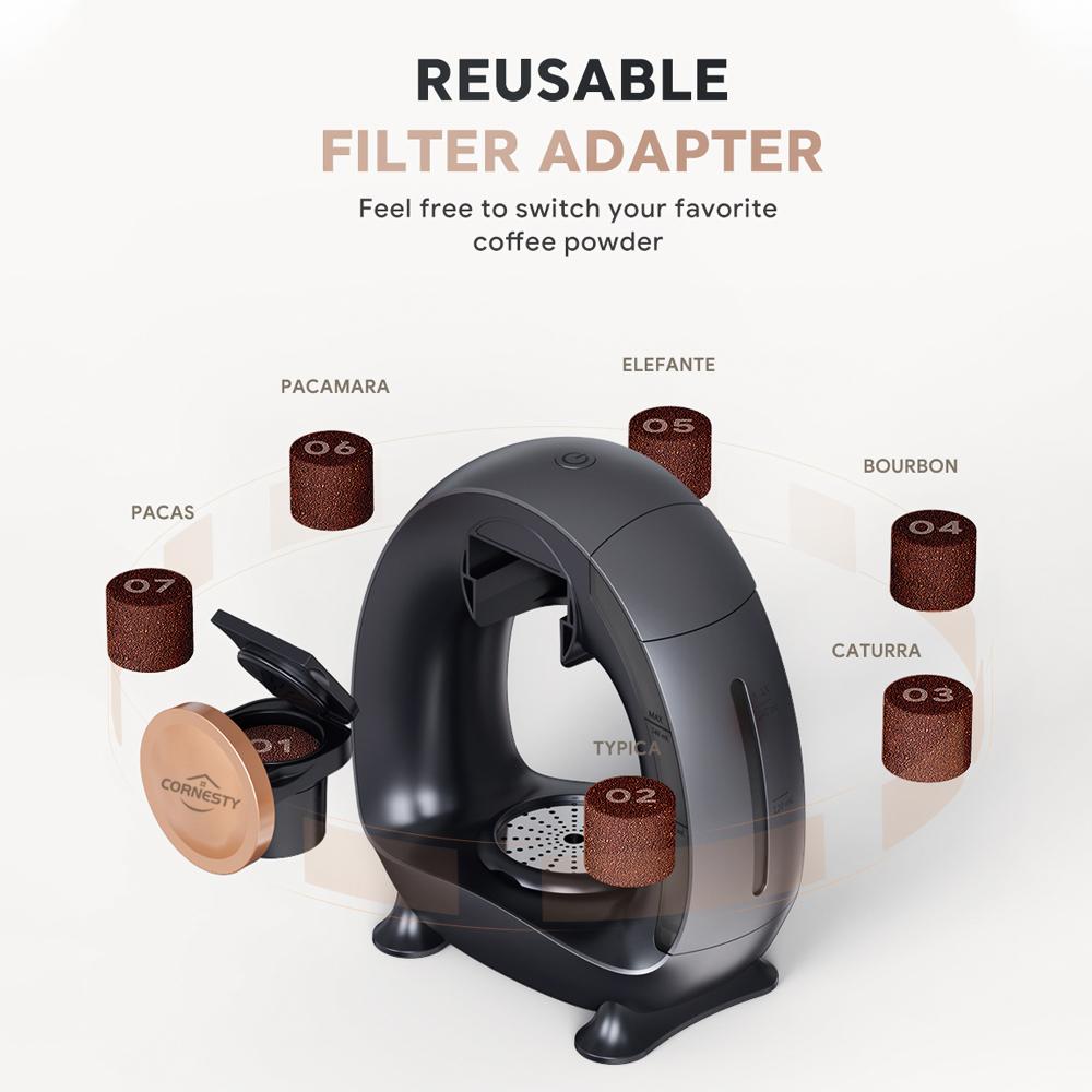 Cornesty Półautomatyczny ekspres do kawy do domu 240 ml 85 stopni Stała temperatura 1400 W Cichy