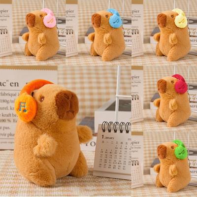 Portable Plush Capybara Doll Key Chain Multicolor Wearing Headphones Capybara Pendant Hanging Ornaments Bag