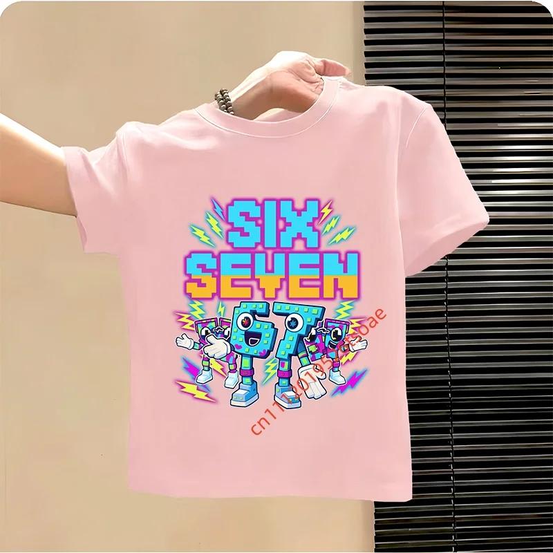Funny Six Seven Italian Brainrot 67 Number Graphic Print TShirt BoyGirl Summer Short Sleeved Kids Loose Comfortable Tshirt Top