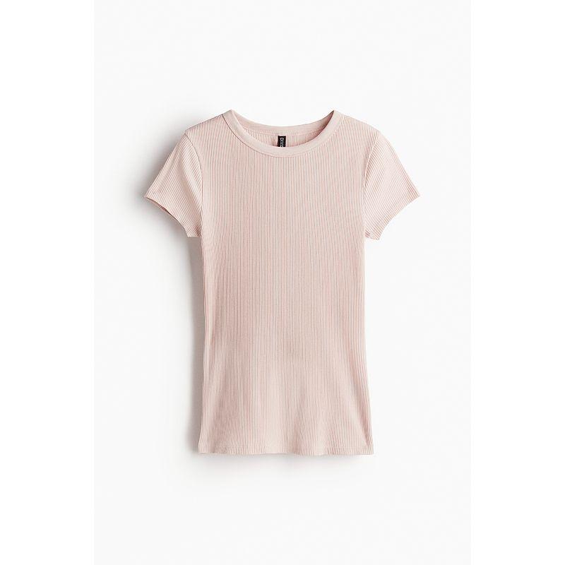 

Женская футболка HM Осень Досуг Мягкая Простая и Удобная Приталенная Короткий Рукав Круглый Вырез Топ 1254668 Light pink 155/80