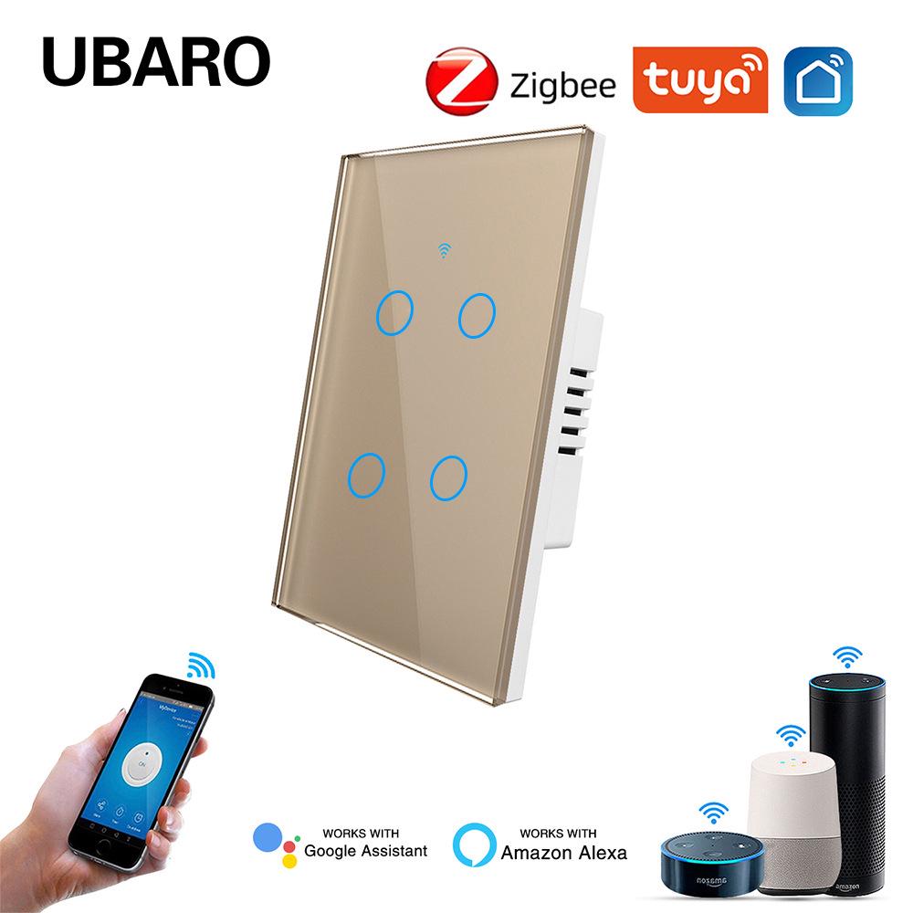 US Standard Zigbee Smart Glass Switch with Alexa Voice Control, App Support, and Customizable Single Zero Fire Switch